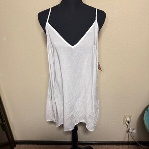 Free People Small White Spaghetti Strap Women's Top 100% Viscose Long Line Tank